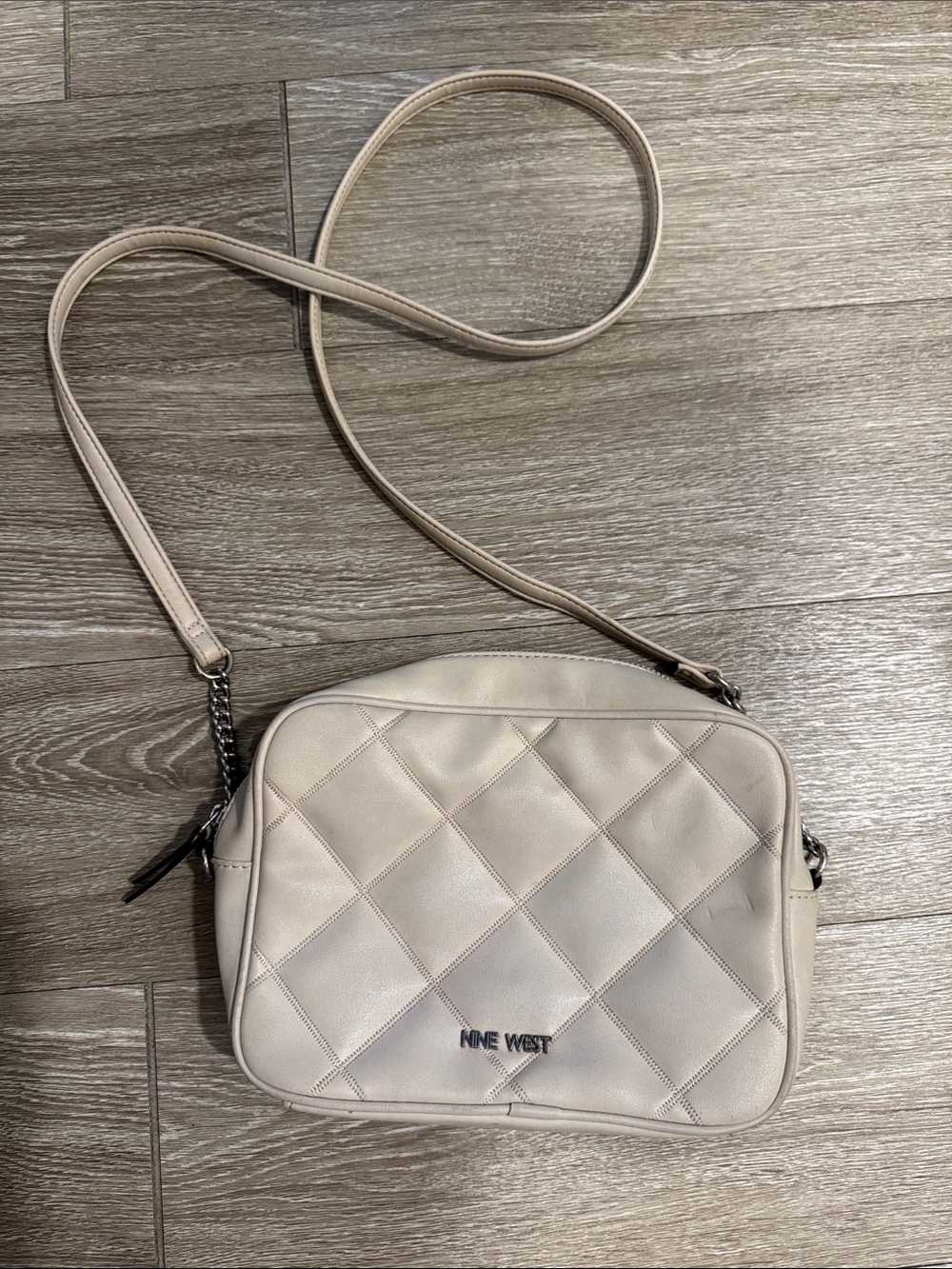 Nine West Beige Quilted Crossbody Bag